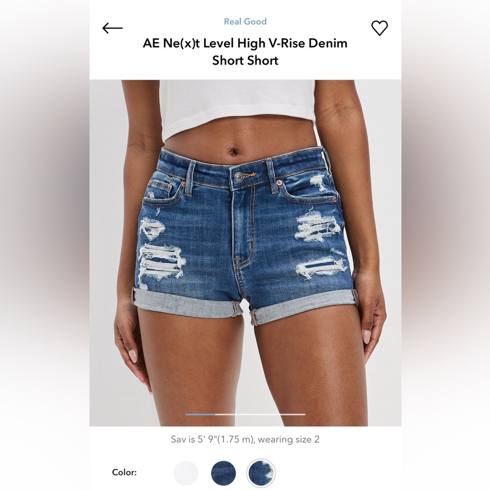 American Eagle Size 6, High waisted ripped short shorts. Dark Denim Blue